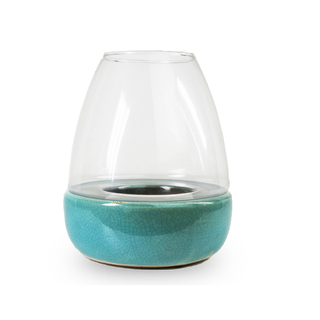 Egg-shaped Candle Holder Turquois 