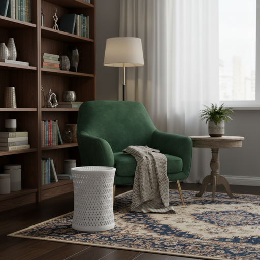 Elegance: Ceramic Hamptons Style Lace Stool