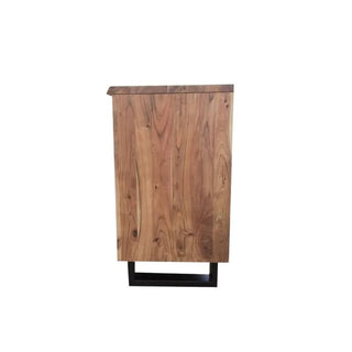 Elegant Elba Essence Buffet with natural Acacia top and industrial-style steel legs Side Profile