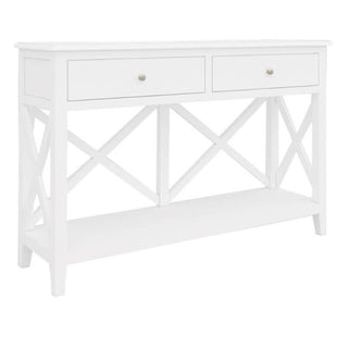 Elegant Hampton Charm Console Table With 2 Drawers White