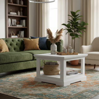 Elegant White Coastal Lamp Side Table