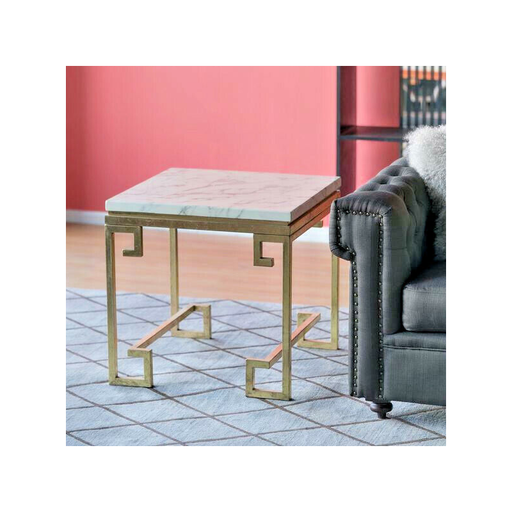Eleganza Marble Side Table: A Symphony in White and Gold