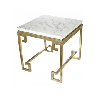 Eleganza Marble Side Table: A Symphony in White and Gold Close Up Look