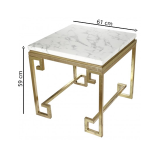 Eleganza Marble Side Table: A Symphony in White and Gold Dimensions