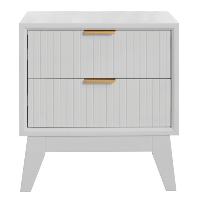 Ella 2-Drawer Brushed White Timber Bedside Table