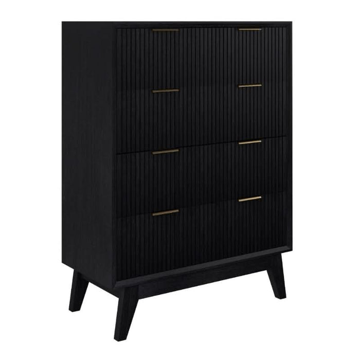 Ella 4-Drawer Tallboy in Brushed Black Side Profile