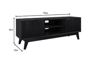 Ella Medium 2 Drawer Entertainment Unit in Brushed Black Dimensions