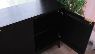 Ella Medium 2 Drawer Entertainment Unit in Brushed Black Open Drawer