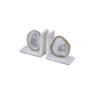 Ethereal White Agate Bookends - Asteroth Collection