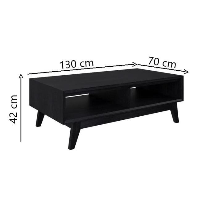 Exquisite Ella Fluted Coffee Table in Brushed Black Dimensions