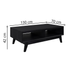 Exquisite Ella Fluted Coffee Table in Brushed Black Dimensions