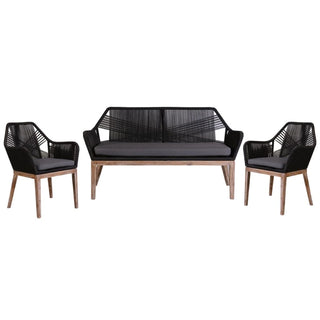 Faro Black Rope 3 Piece Lounge Set