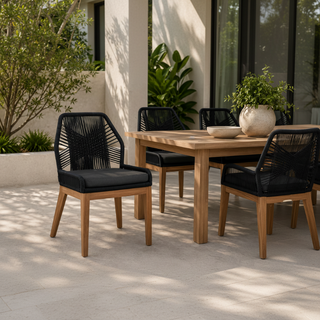 Faro Low Arm Black Rope Dining Chair