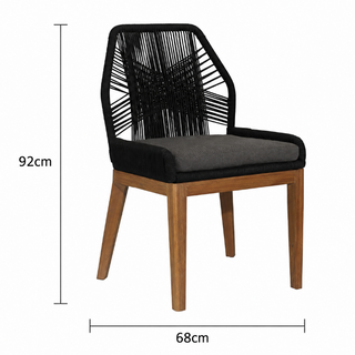 Faro Low Arm Black Rope Dining Chair Dimensions