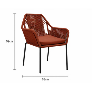 Faro Terracotta Rope Iron Leg Dining Chair Dimensions