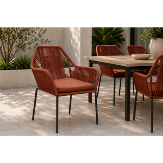 Faro Terracotta Rope Iron Leg Dining Chair in Setting