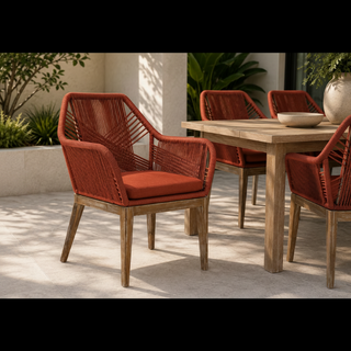 Faro Terracotta Rope Timber Leg Dining Chair