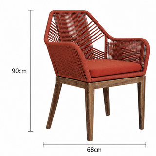 Faro Terracotta Rope Timber Leg Dining Chair Dimensions
