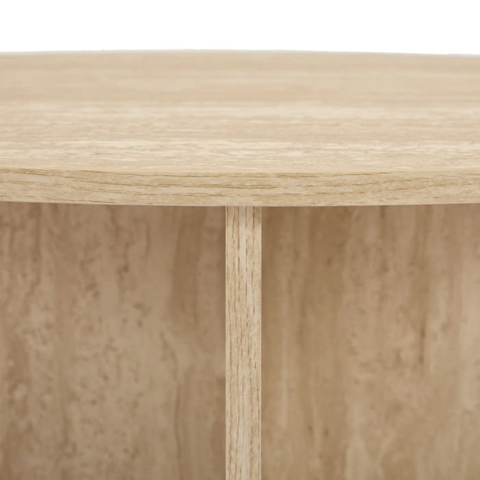 Farrah Round Coffee Table - Travertine (KD) Border Look