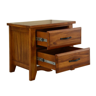 Federation 2-Drawer Bedside Table Open Drawers
