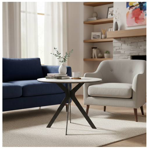 Flip Round Side Table - White