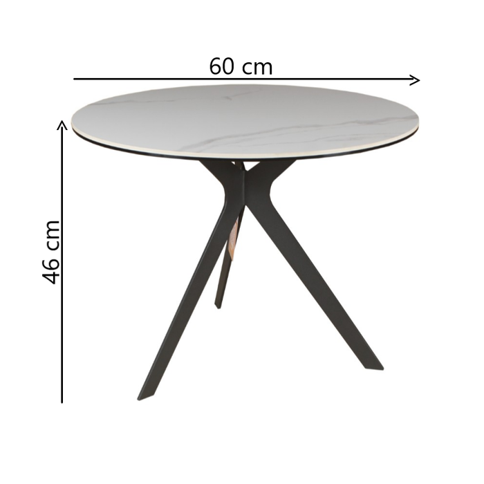 Flip Round Side Table - White Dimensions