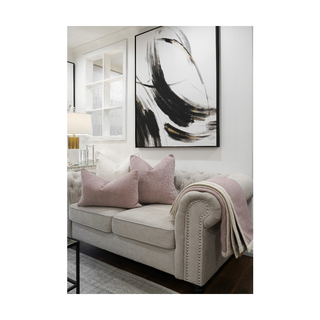 Folded Pink Double Sided With Trim Throw on Sofa with Pillows