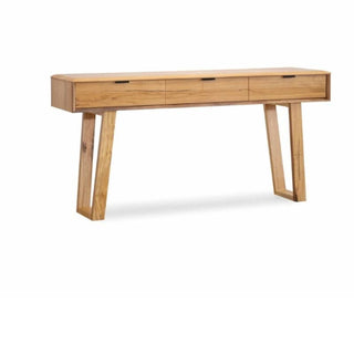 Galway 3 Drawer Natural Marri Wood Console Table Side Profile