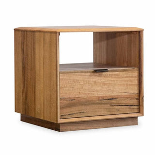 Galway Charm: Elegant Natural Marri Wood 1 Drawer Lamp Table Side Look