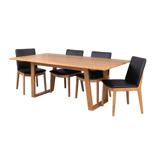 Galway Marri Dining Set with 6 Black Boca Chairs Side Profile