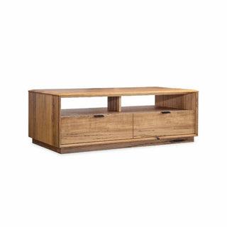 Galway Natural Marri Wood 2 Drawer Coffee Table Side Look