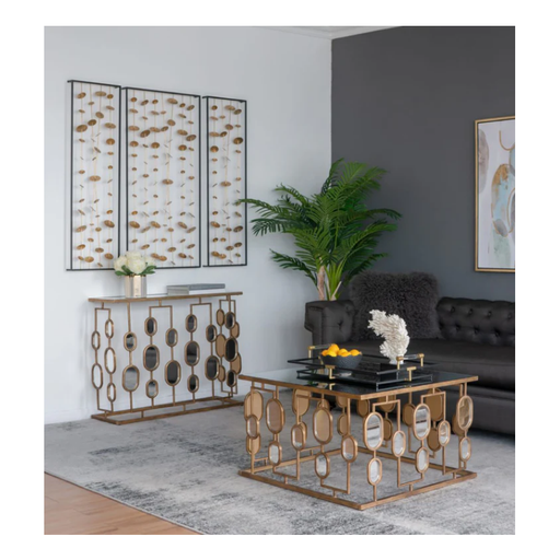 Gleaming Elegance: Square Mirror Top Gold Coffee Table