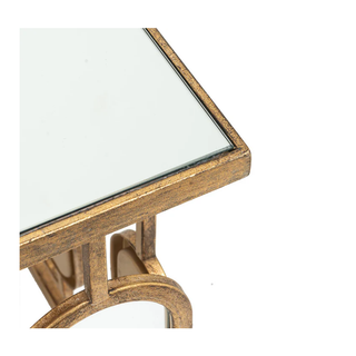 Gleaming Elegance: Square Mirror Top Gold Coffee Table Border Look