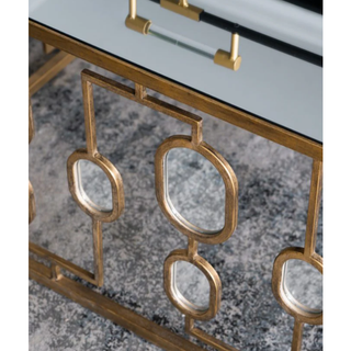 Gleaming Elegance: Square Mirror Top Gold Coffee Table Pattern