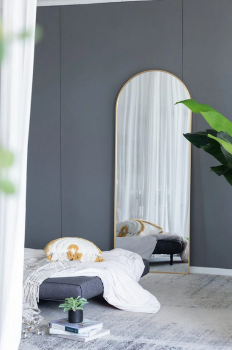 Gold Arch Body Mirror On Display