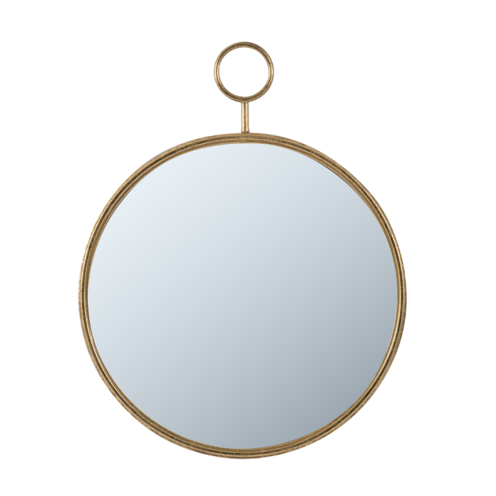 Gold Round Timepiece Iron Framed Mirror