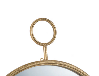 Gold Round Timepiece Iron Framed Mirror Top Side