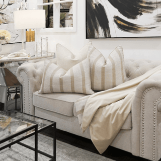 Gold and Beige Striped Throw Set