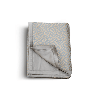 Gold and Silver Blue Pattern Throw with Satin Trim