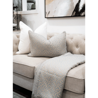 Gold and Silver Blue Pattern Throw with Satin Trim Set