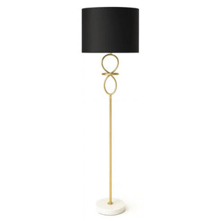 Metal Floor Lamp on Marble Base with Black Shade