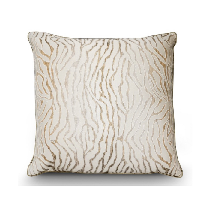 Golden White Zebra Pattern Wild Style Cushion 55 x 55 cm