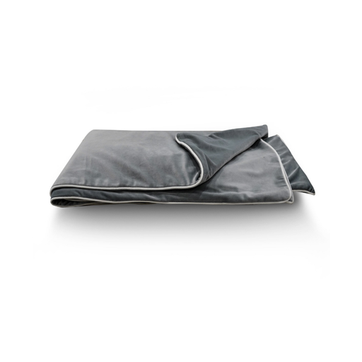 Grey Double Sided with White Pipping Throw Blanket