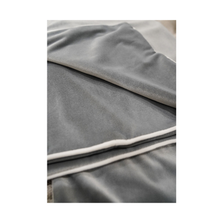 Grey Double Sided with White Pipping Throw Blanket Close-up