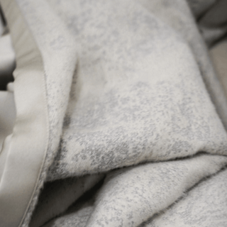 Grey Mist Throw with Satin Trim Close-up