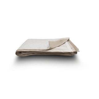 Grey and Taupe Panel Throw with Beige Border