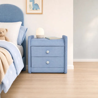 Hamilton 2-Drawer Bedside Table styled in a bright, playful children's bedroom beside a single bed.
