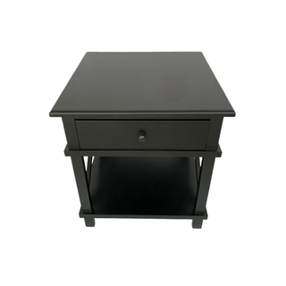 Hampton Black Bedside Table open drawer Top View