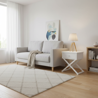 Hampton Elegance Side Table Opulent X-Leg Design in Pristine White