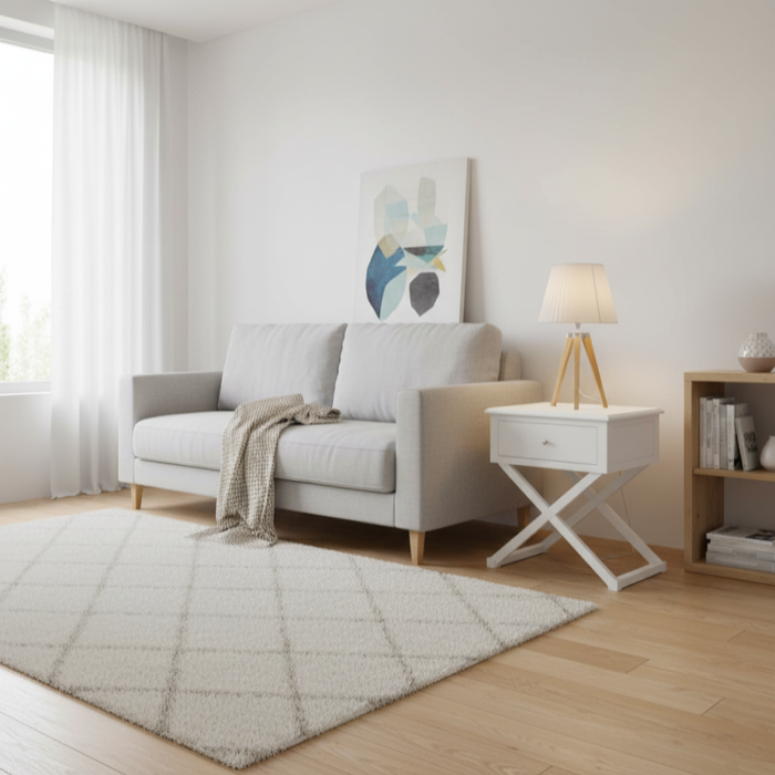 Hampton Elegance Side Table Opulent X-Leg Design in Pristine White